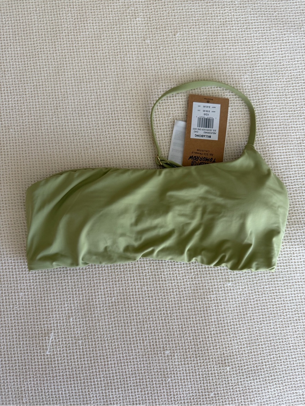 Billabong NWT One-Shoulder Olive Green Bikini Top